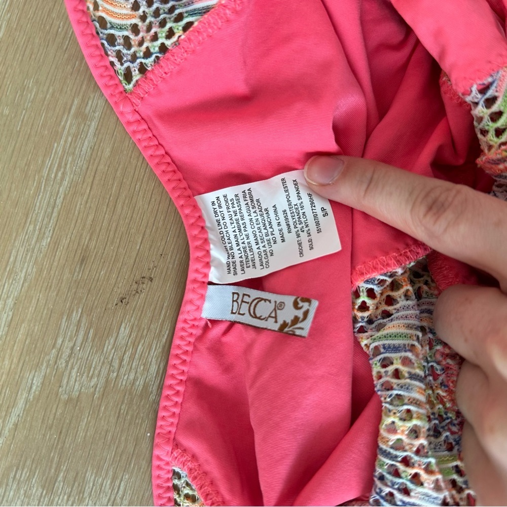 BECCA Multicolor Pink Orange Patterned One-Piece Swimsuit - Picture 9 of 13